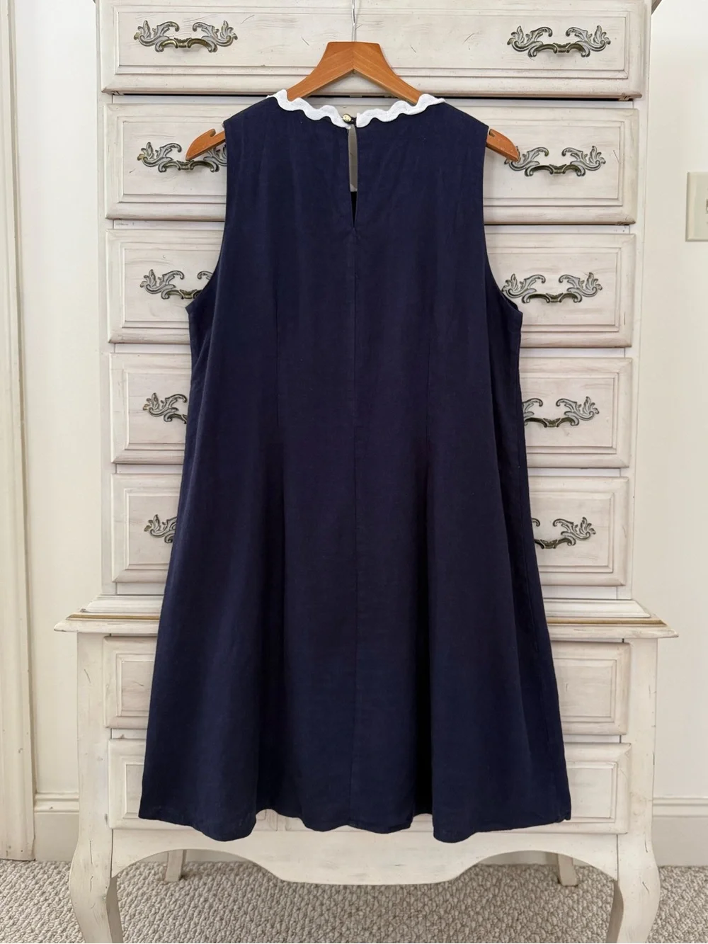 Vici Navy Linen Coastal Hamptons Preppy Dress - Picture 3 of 5
